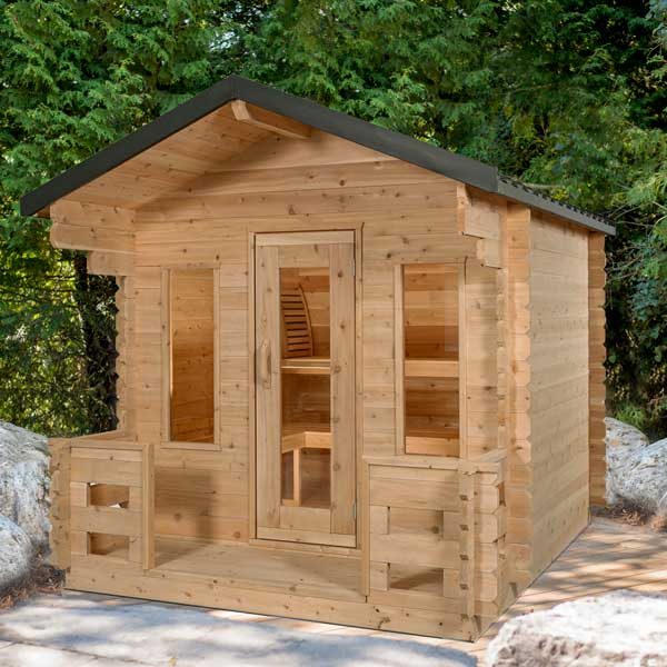 Canadian Timber Georgian Cabin Sauna with Porch (Woodburn) CTC88PW